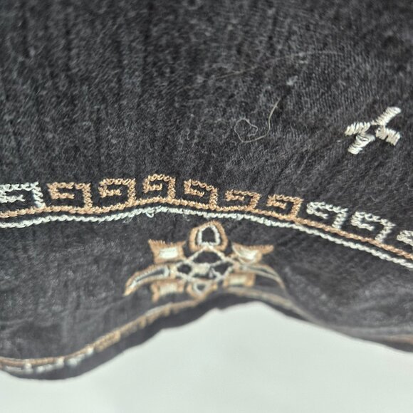 Caslon Black Embroidered Boho Peasant Tassels Tunic Midi Dress Large - Picture 7 of 13